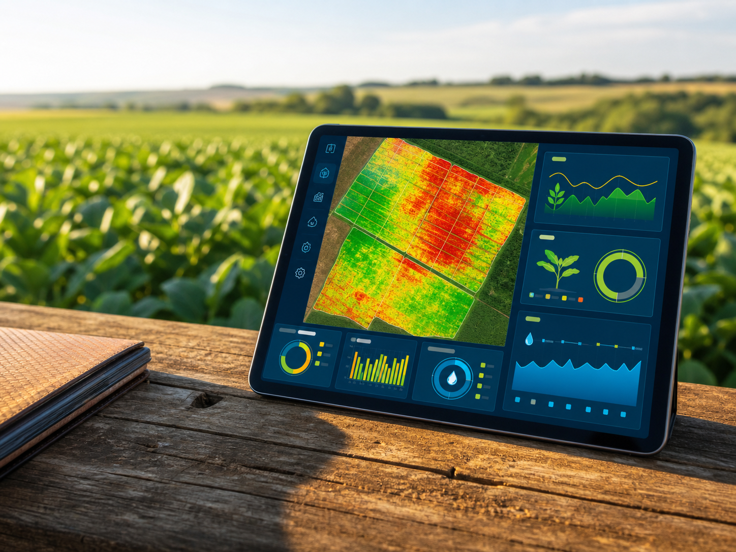Dashboard agronômico em tablet
